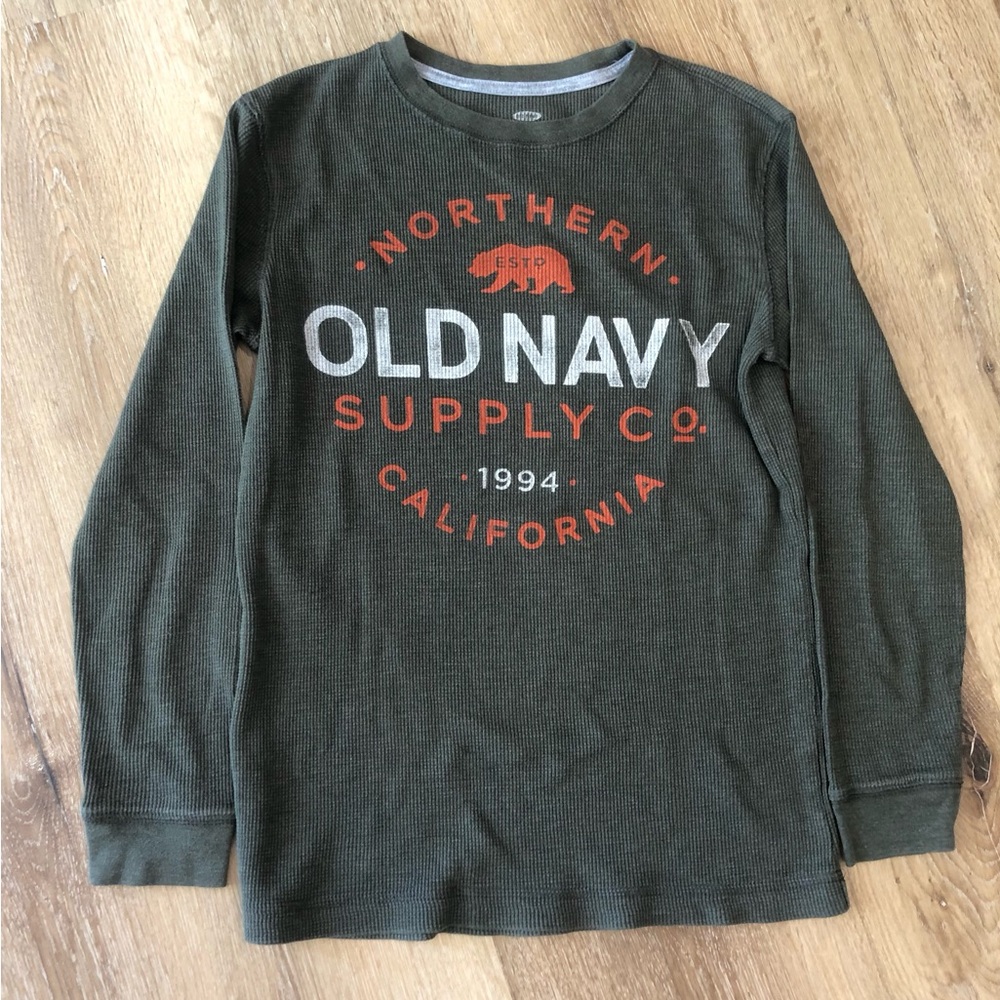 Old Navy Boys' Olive Green Long-Sleeve Graphic Thermal